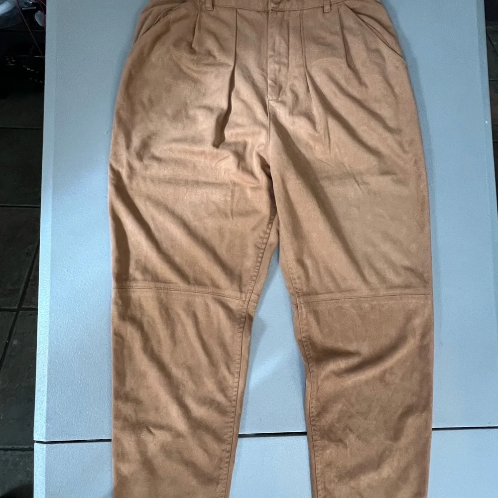 Free People Womens High Waisted Cropped Faux Suede Pants‎ Tan Brown Size 2